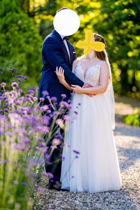 Przepiękna suknia ślubna tiulowa 36/38 z regulowanym gorsetem | ivory | glamour | dla niskiej panny młodej