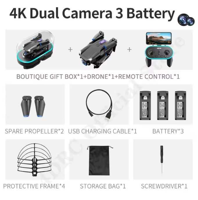 Dron 4DRC Mini V20 ELF 4K WiFi 3 baterie.