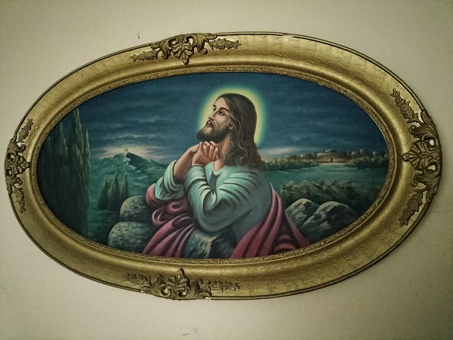 Obraz olejny Jezus w drewnianej ramie