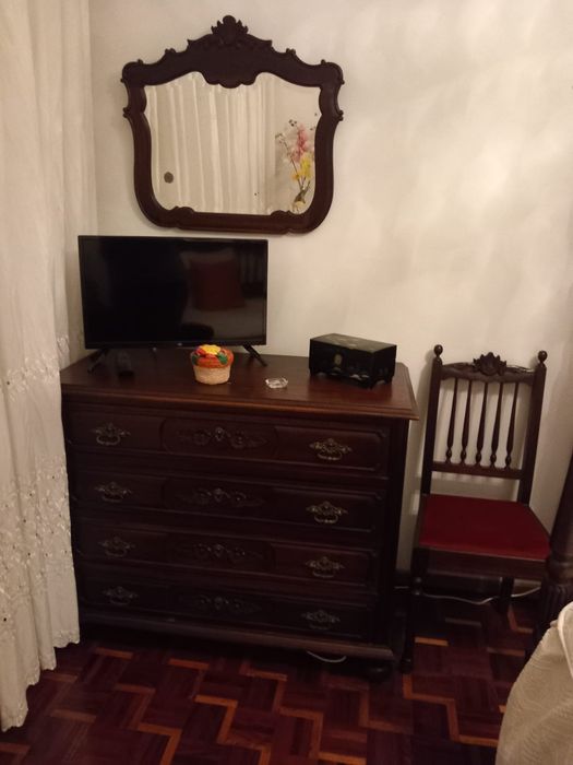 Conjunto cómoda e espelho quarto rm madeira