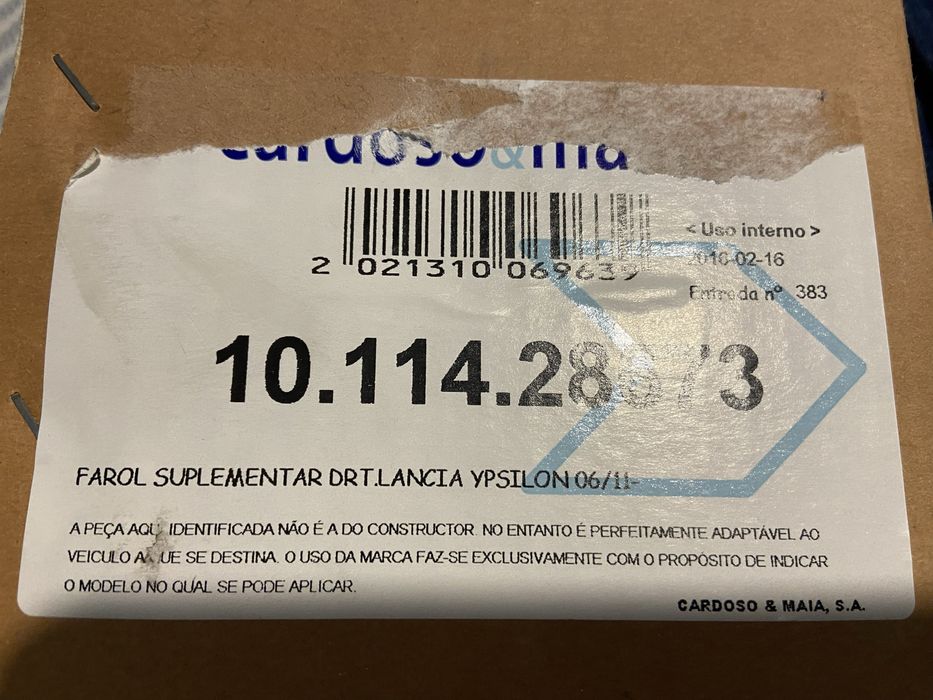 Farol dianteiro direito nevoeiro Lancia Ypsilon