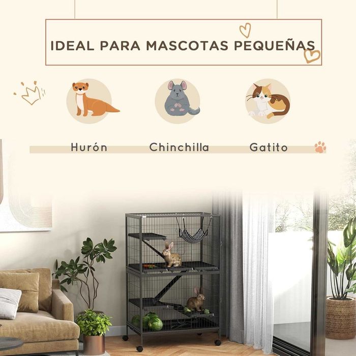 NOVO - Gaiola de Chinchila, Furão e Coelho com 5 níveis 80x52x128cm