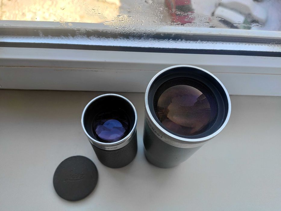 Два объектива Leica Elmaron 2,8/150 mm и Leica Hector 2,5/100 mm.