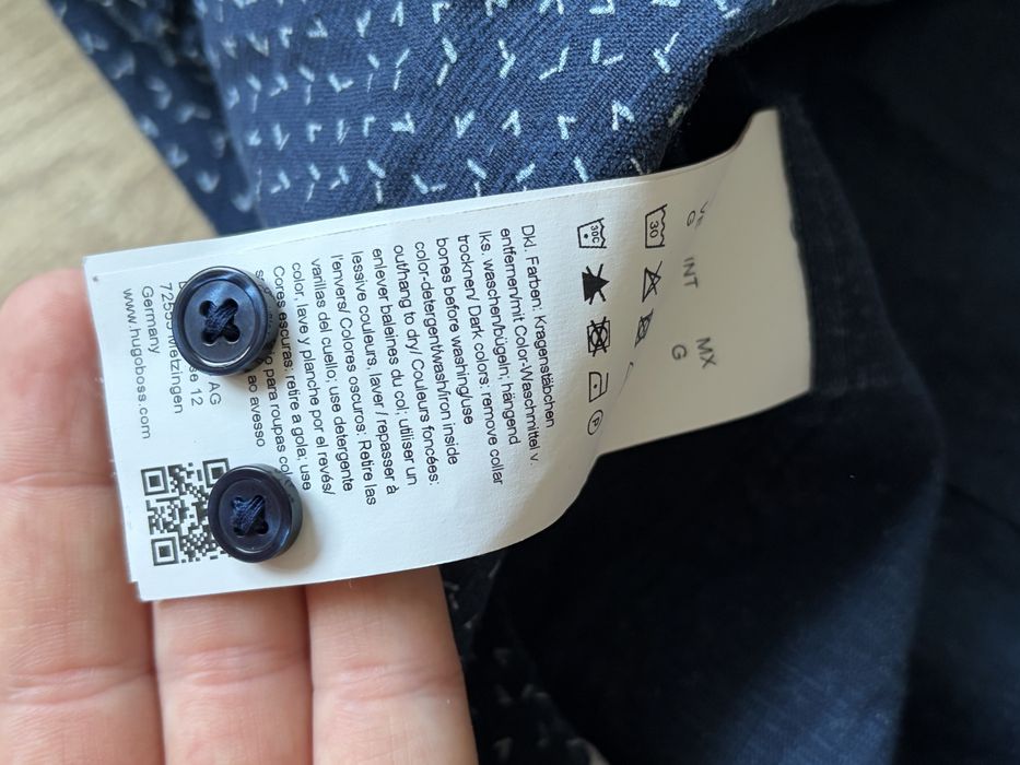 Koszula męska granatowa Hugo Boss slim fit len L