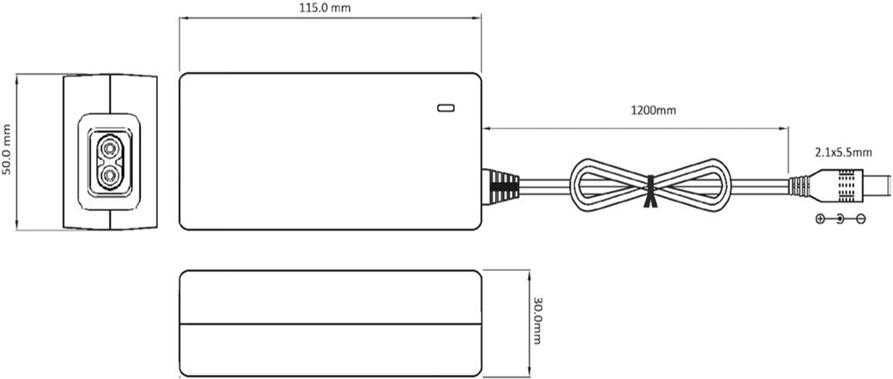 Zasilacz impulsowy desktop do CCTV 12V 5A 60W wtyk 5,5mm / 2,1mm 58837