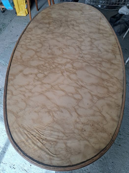 Owalna ława dębowa