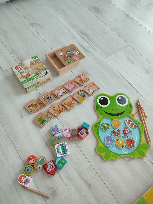 Набір дерев'яних розвиваючих ігор сортер | Рибалка, меморі, пазли | Мо