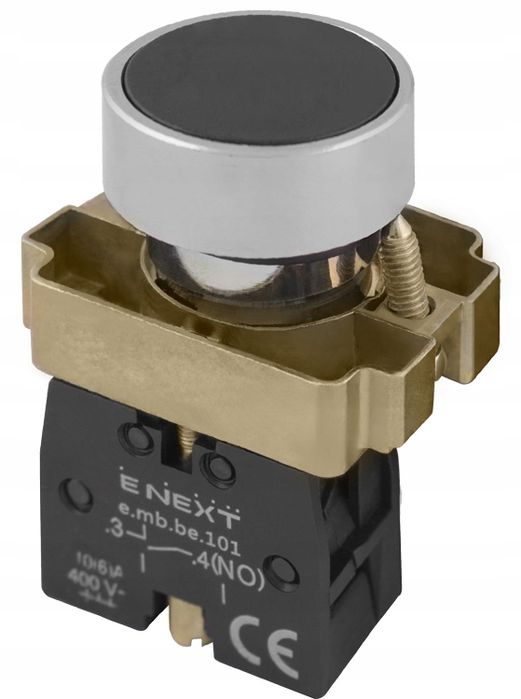 Przycisk tablicowy bez podświetlenia płaski czarny M22 1NO