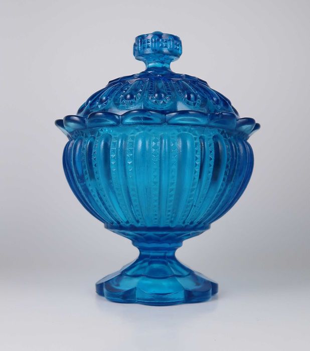 Compoteira em vidro azul Séc. XIX/XX