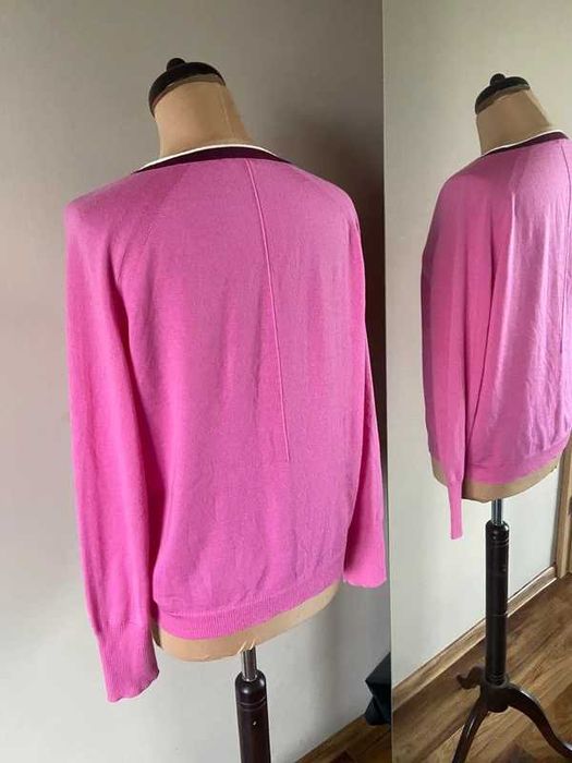 roz neon pink sweter cienki welna jakosc basic xl 42 44 +size