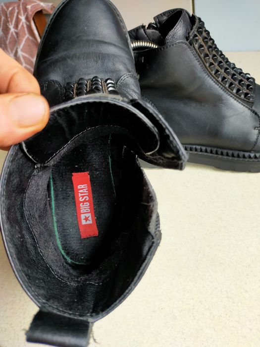 Buty zimowe Big Star Trapery kozaki motocyklówki  36 / 37 skórzane
