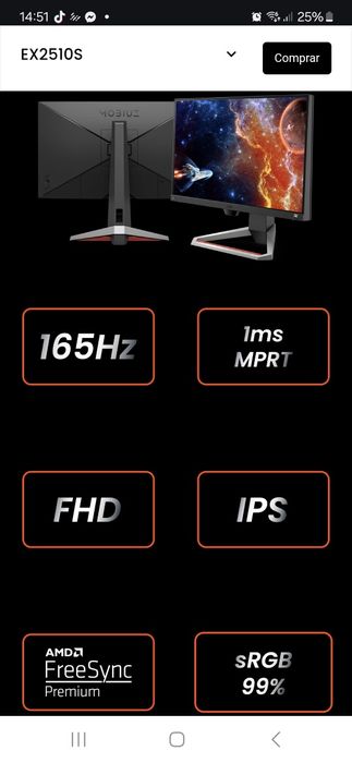 Monitor gaming benq EX 2510 S 165HZ