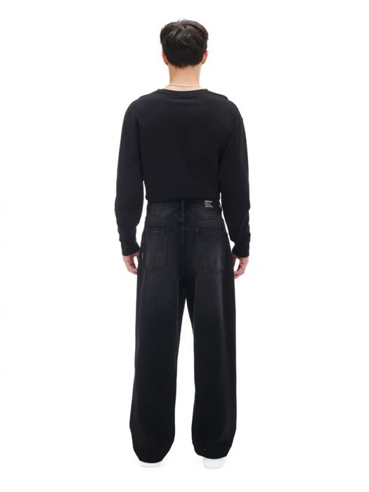 Nowe czarne męskie spodnie jeansowe z dziurami loose baggy Cropp denim