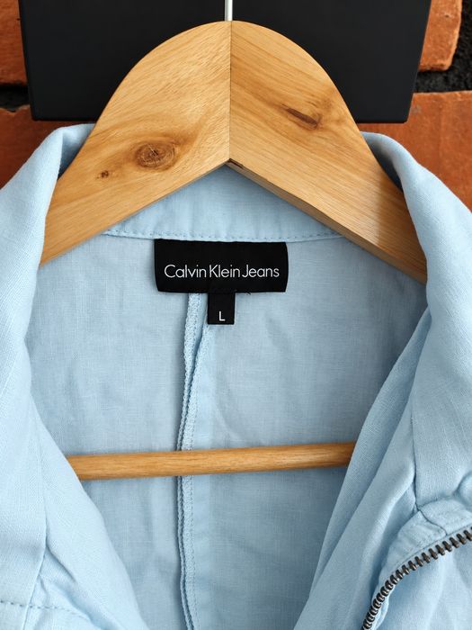 Calvin Klein Jeans sukienka lniana L safari utility zamek krótka