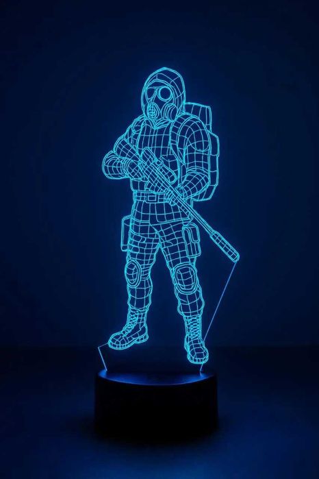 Нічник Світильник Лампа "Сталкер" з кольоровою LED-підсвіткою ручної роботи. Акриловий нічнік з пультом. Ночник светильник на заказ.