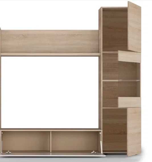 Conjunto móvel de TV - branco e madeira