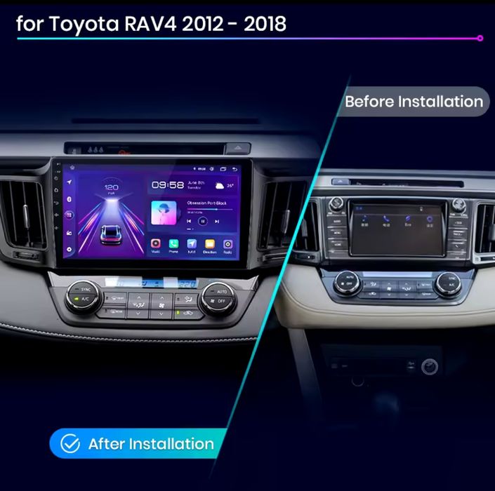 Rádio Android 10" Toyota Rav4 de 2012-19 CARPLAY WIFI GPS BT 2/32GB