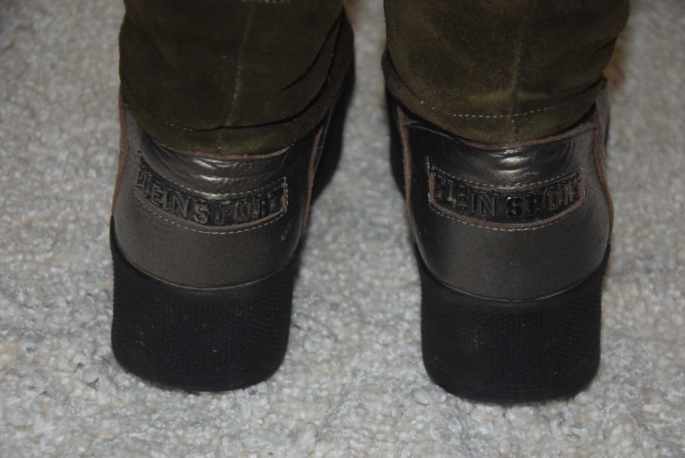 Plein Sport botki metaliczne 37/38 24cm zip ciepłe