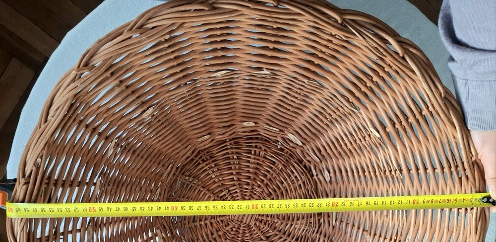 Duży okrągły kosz wiklinowy 60 cm | Solidny kosz na koce, drewno, zabawki