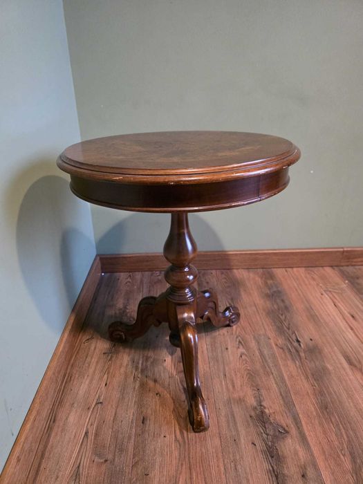 Okrągły stolik fornirowany, intarsja #16 Stylowy Węgrów