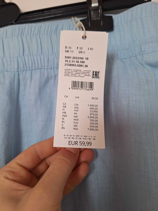 Lniane błękitne spodnie S. Oliver nowe z metką