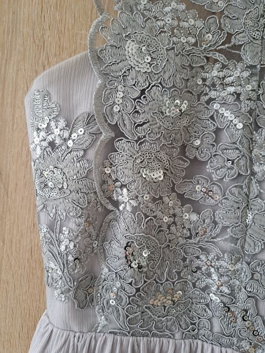 Sukienka maxi szaro-srebrna wieczorowar r.M/L