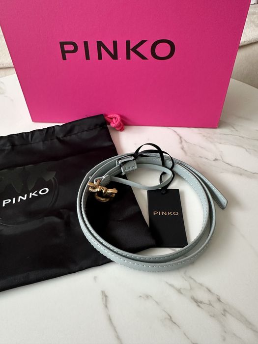 Love Berry pasek Pinko ze złotą klamrą jaskółki