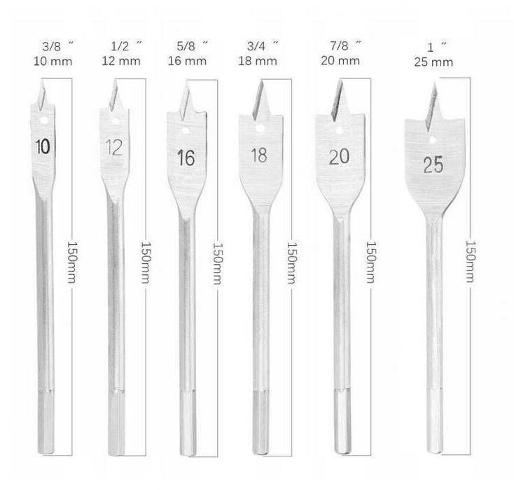 Zestaw wiereł piórowych 10-25mm 6szt wiertła do drewna wiertła piórowe