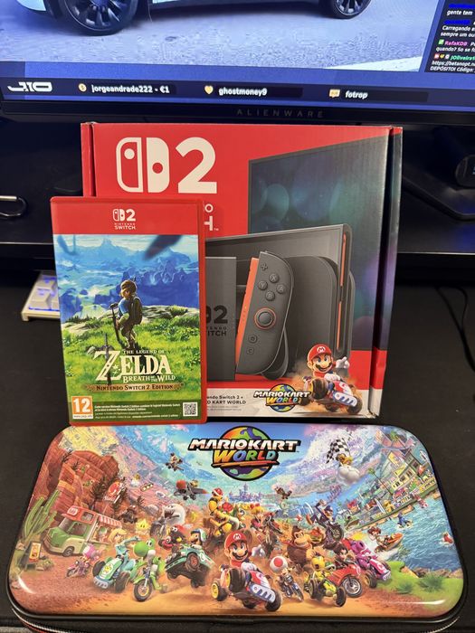 Nintendo Switch 2 (Nova) + Mario Kart World + Bolsa de Transporte