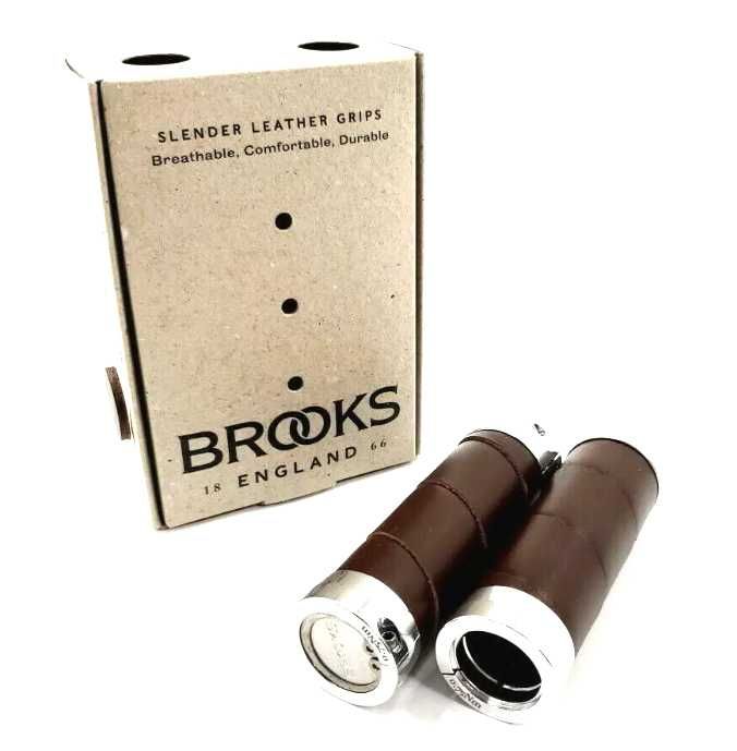 Chwyty rowerowe BROOKS SLENDER LEATHER brązowe 100 mm