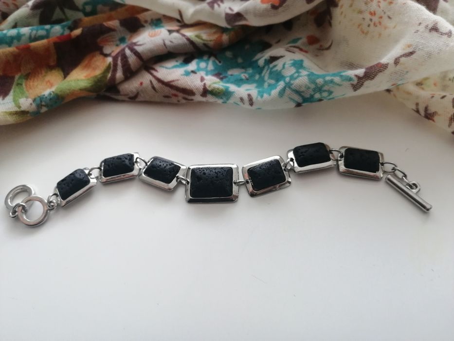 Bransoletka kamienie brązowa lawa wulkaniczna