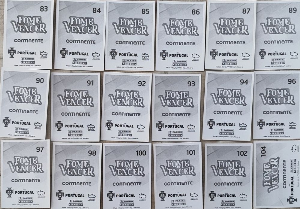 Lote 81 Cromos Panini Fome de Vencer – Seleção Portugal