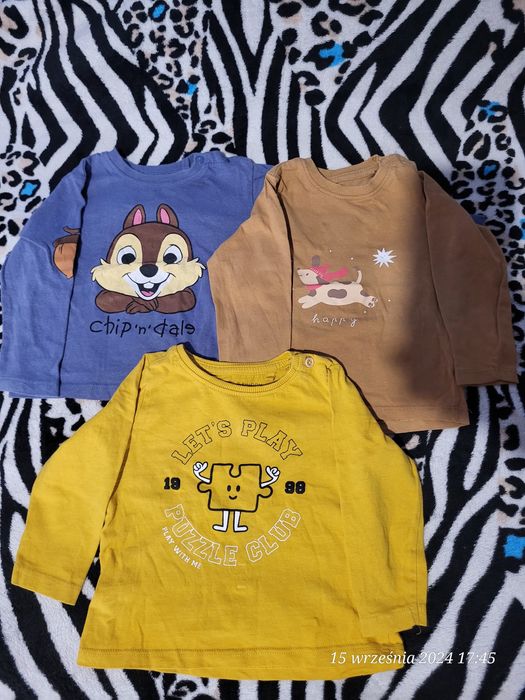 Bluzki na długi rękaw dla chłopczyka 74cm