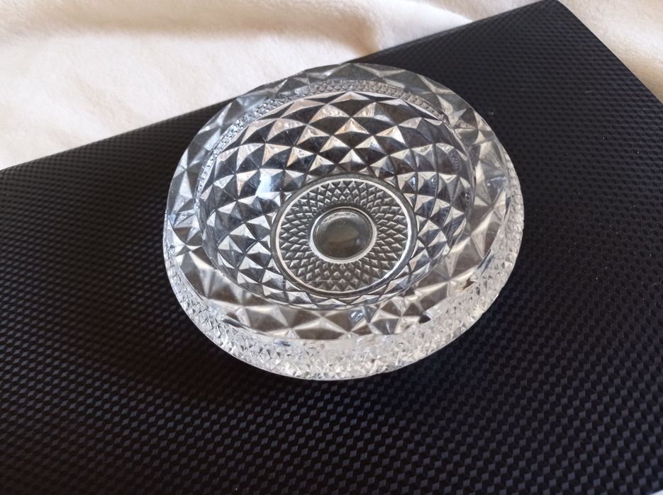 Kryształowa ciężka popielniczka misa PRL