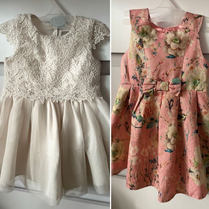 Сукня/плаття на рік/рочок : PRIMARK 9-12 місяців , пудра 12-18 місяців