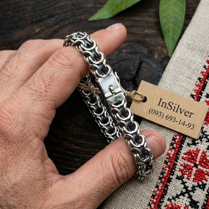 Браслет РАМЗЕС 50г срібний чоловічий 925 проби | Мужской серебряный браслет  серебро | ланцюжок на руку | Подарунок чоловіку | Срібло 925 майстерня