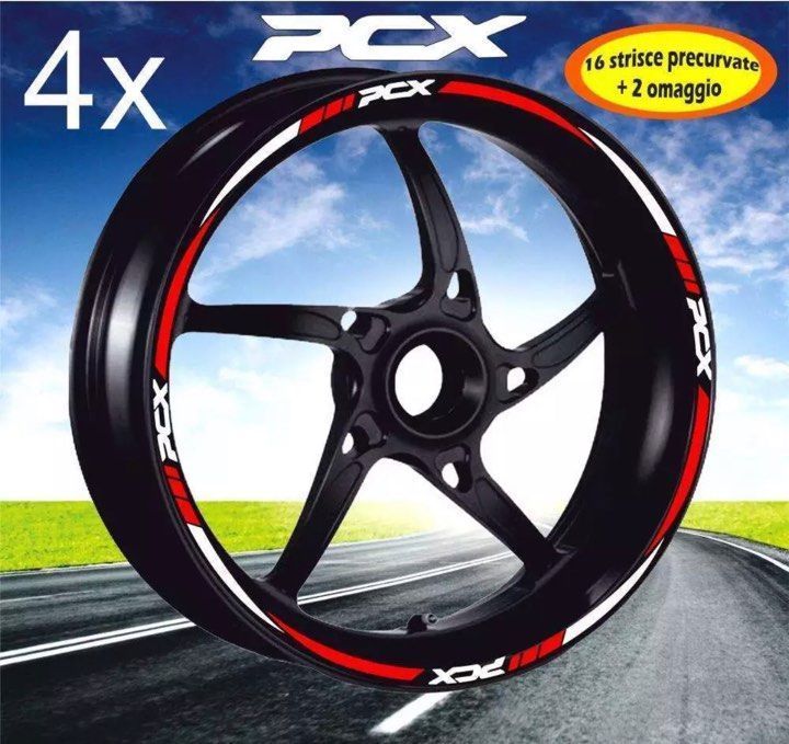 fitas para Jantes pcx 125 vermelho e Branco autocolante para as 2