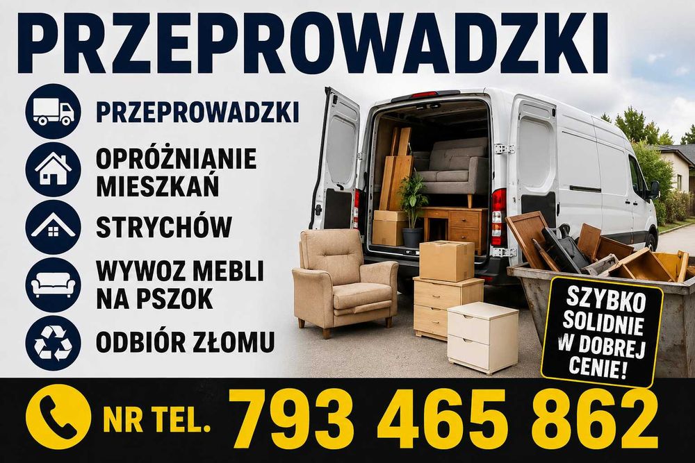 Przeprowadzki, oproznianie mieszkań, wywóz i utylizacja, transport przewóz