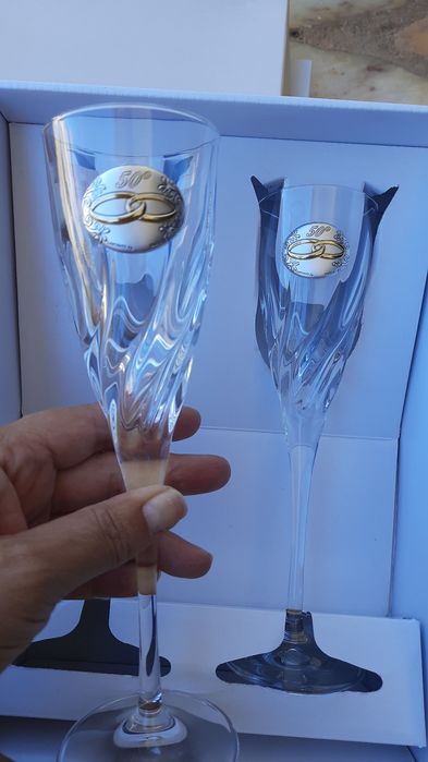 Flutes vidro bodas de ouro