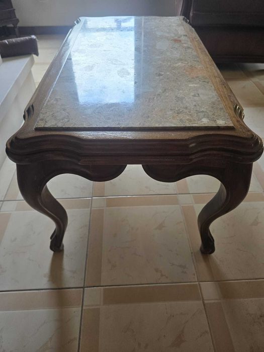 Mesa de centro madeira e mármore