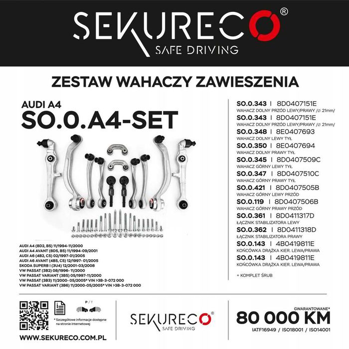 Kit Braços Suspensão Audi A4 (B5) / A6 / VW PASSAT / SKODA