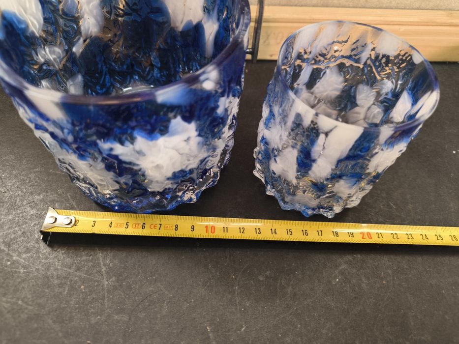 Conjunto Balde de Gelo e Copo em Vidro Artístico