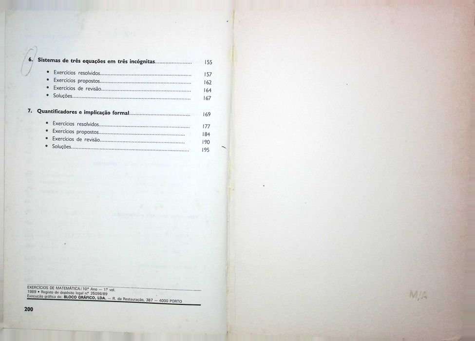 Exercícios de Matemática 10º ano, 1º vol.