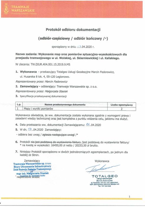 Geodeta Legionowo, Warszawa, Płońsk, Ożarów M, Nowy Dwór M, Pruszków