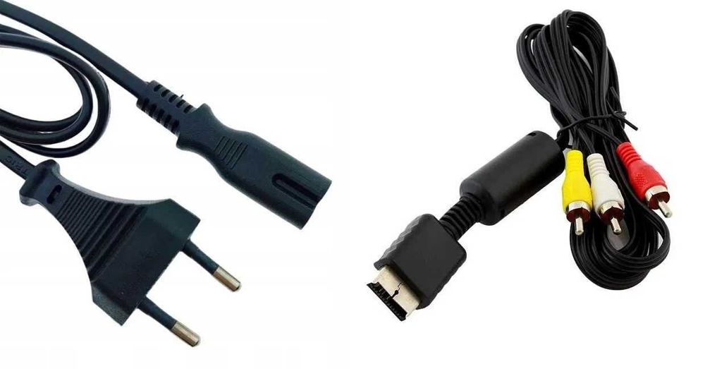 Kabel AV 3x chinch do konsoli PS3 PS2 + Kabel zasilający 1,5m ósemka