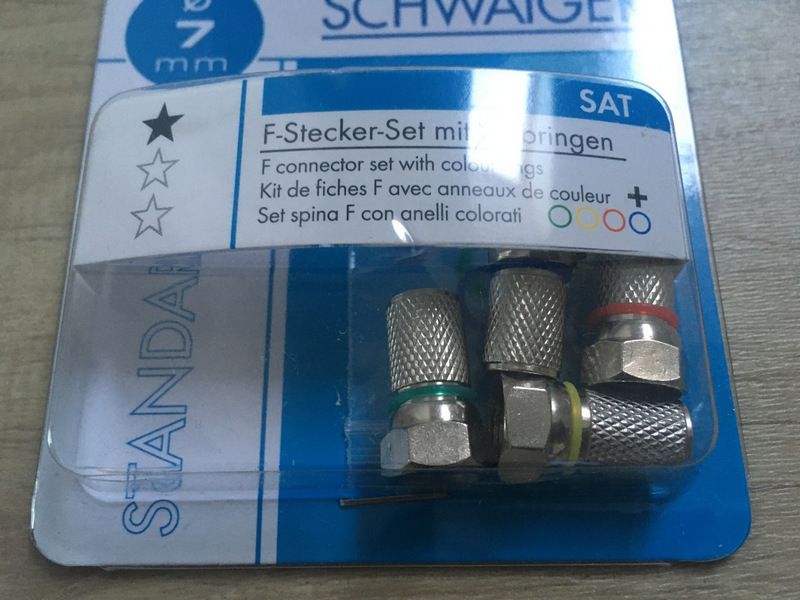 Wtyk, wkrętka, złącze F przykręcane, zestaw 4 szt (7 mm) SCHWAIGER
