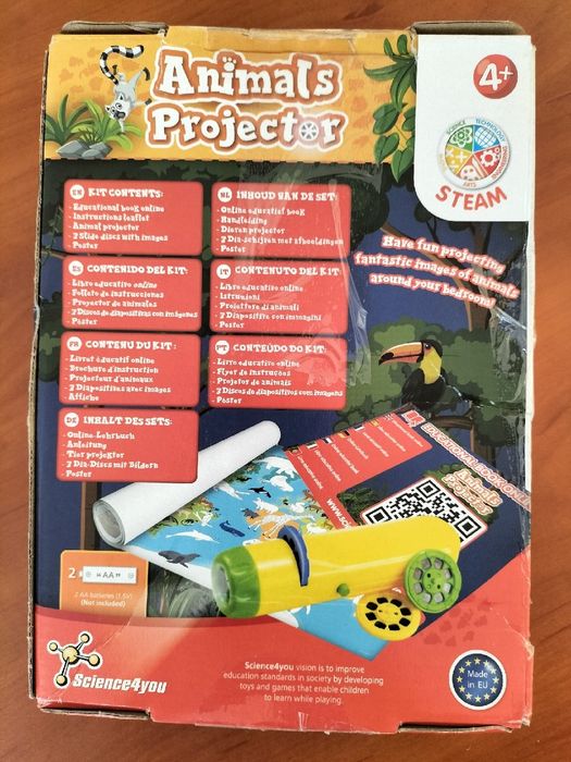 Science4you. Latarka ze zwierzętami projektor z 24 obrazami i plakat