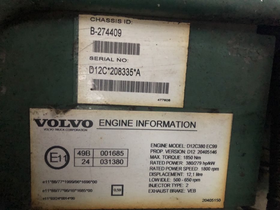 Двигун Volvo FH12 D12C 380 мотор Вольво
