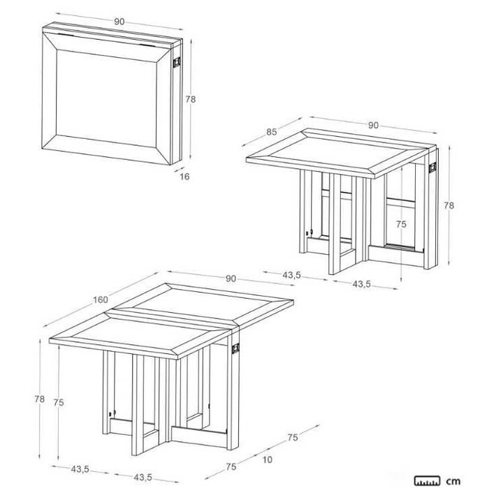 Rectangular folding dining table 88/160 in white lacquered wood