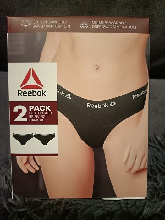 2pak sportowych majtek Reebok czarne szeroka guma napisy r.xl